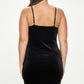 Velours Mini Feather Trim Lush Mini Dress