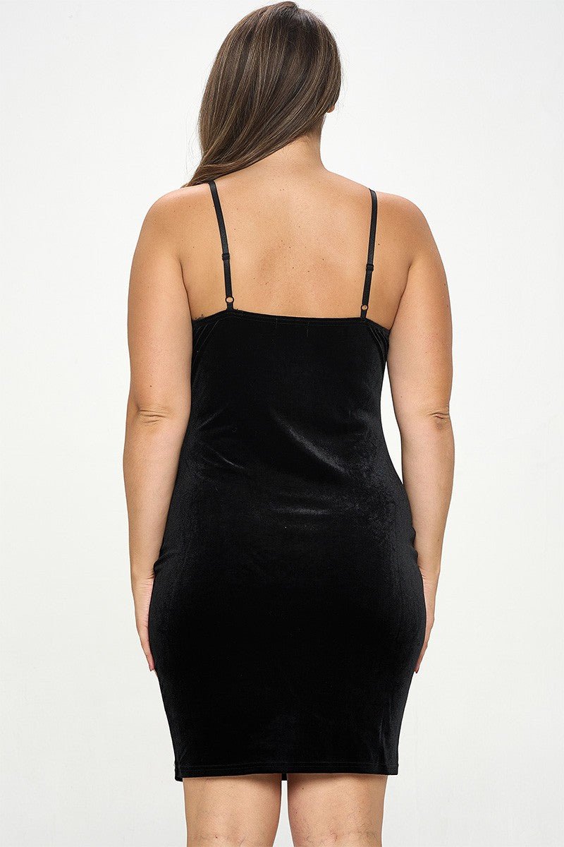 Velours Mini Feather Trim Lush Mini Dress