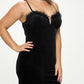 Velours Mini Feather Trim Lush Mini Dress