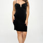Velours Mini Feather Trim Lush Mini Dress