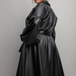 Victoria Faux Leather Button Front Fit Flare Dress