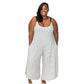 White Black Wide Leg Jumpsuits