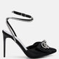 Winged High Heel Rhinestone Embellished Sandals