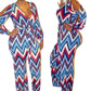 Chevron Print Open Sleeve Jumpsuit