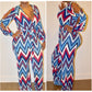 Chevron Print Open Sleeve Jumpsuit