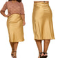 Gold Midi Satin Skirt