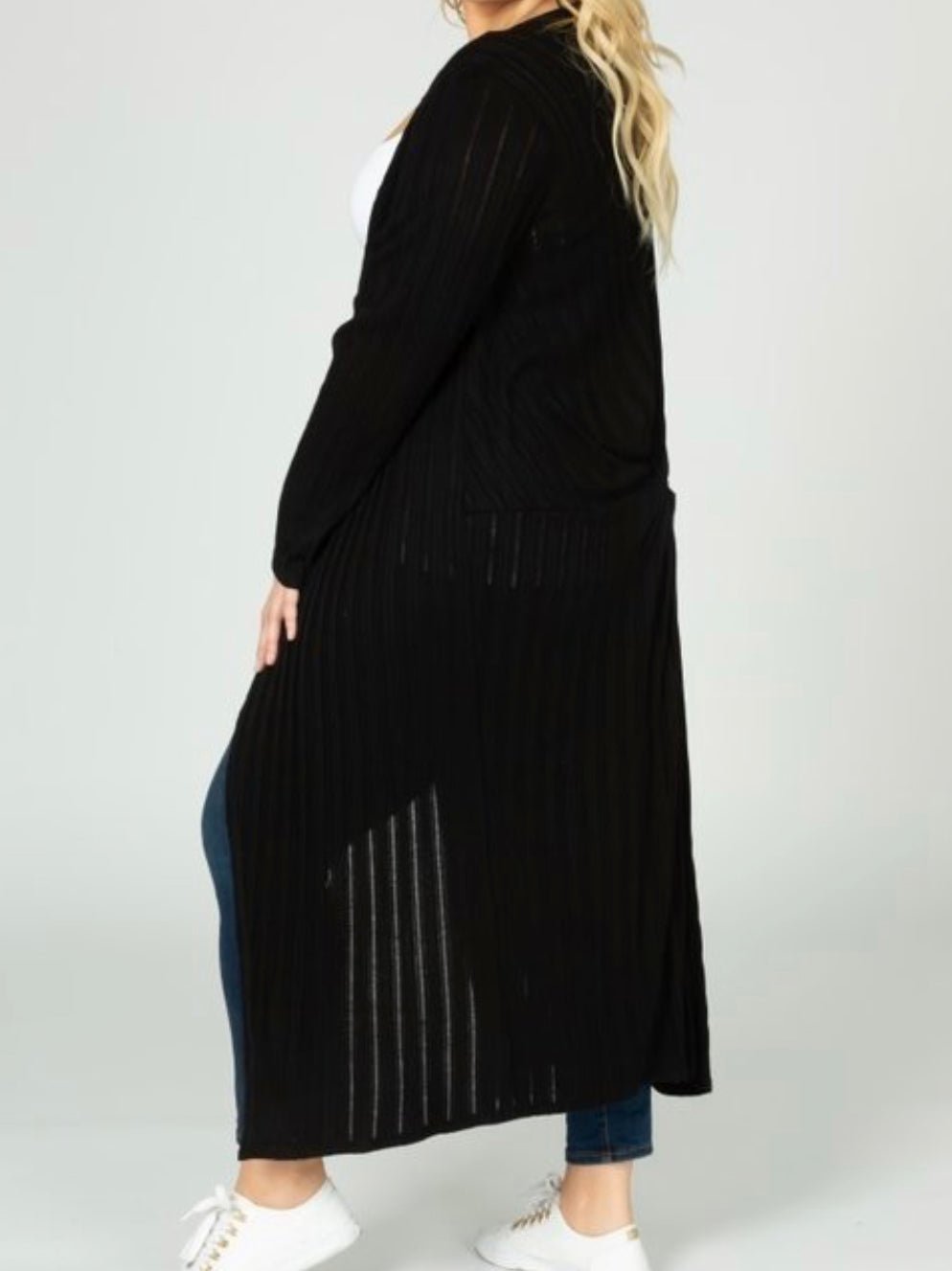 Long Sleeve Knotted Back Midi Cardigan