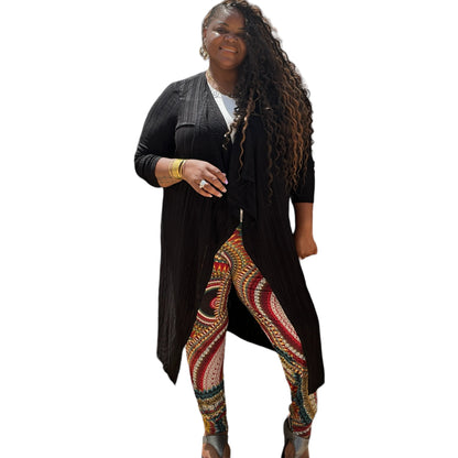 Long Sleeve Knotted Back Midi Cardigan