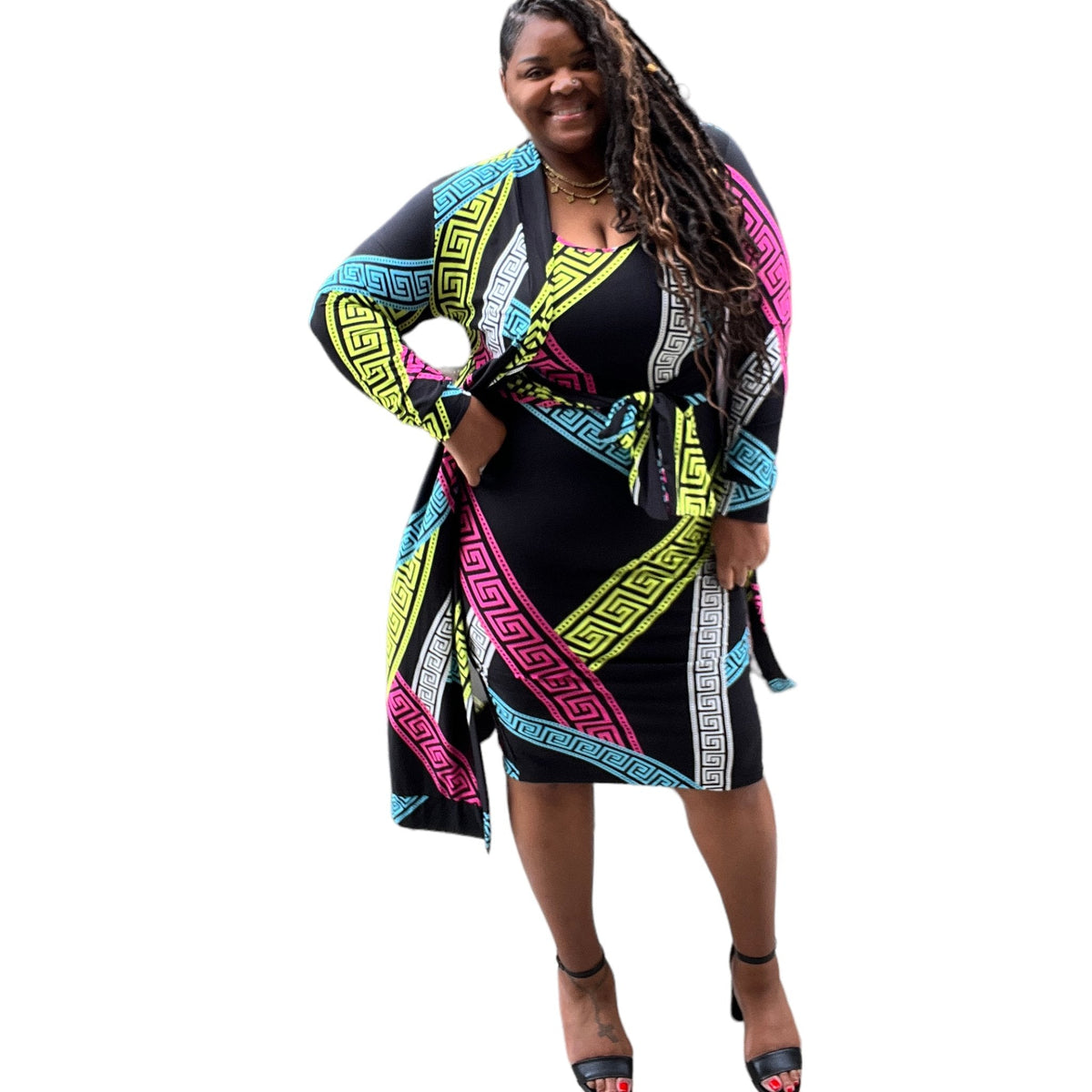 2 Piece Tank Midi Dress and Cardigan Set