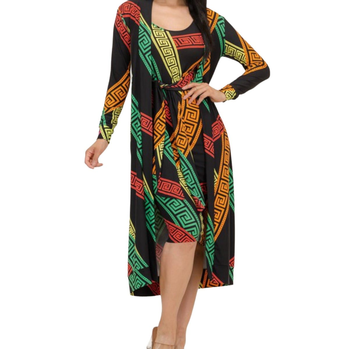 2 Piece Tank Midi Dress and Cardigan Set