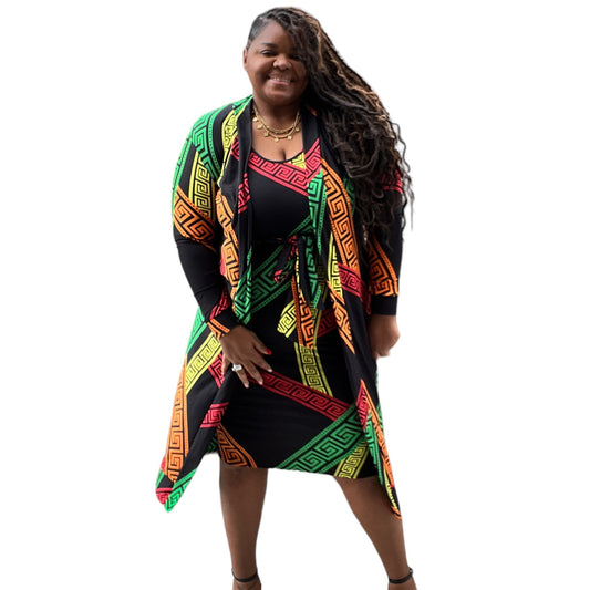 2 Piece Tank Midi Dress and Cardigan Set
