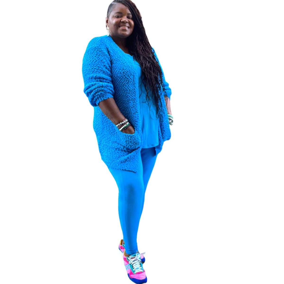 Dee Blue Popcorn Cardigan