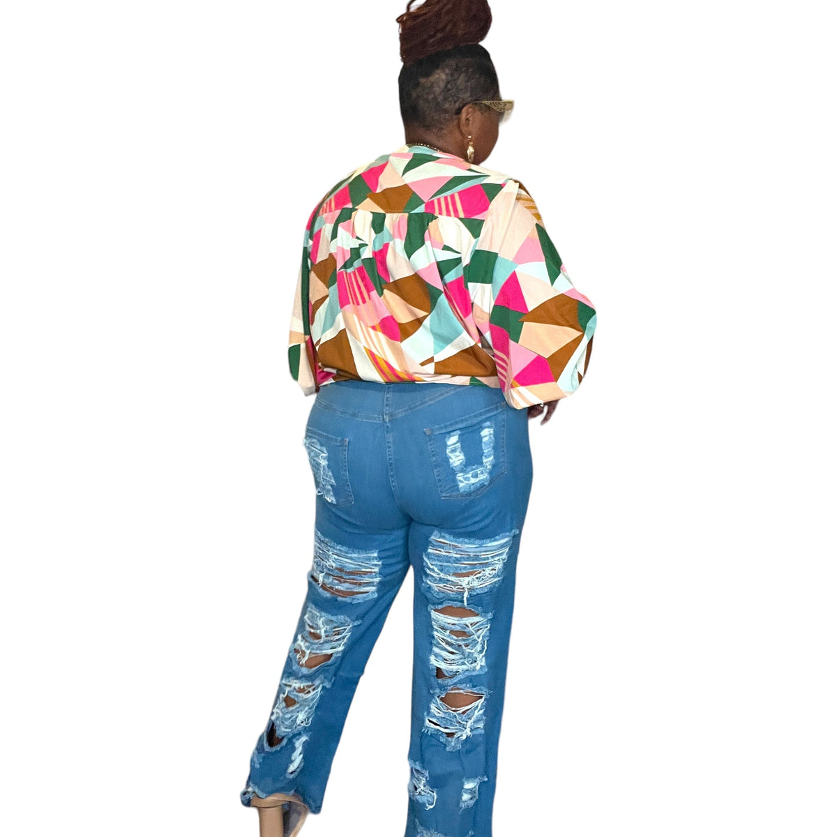 Distressed Flare Denim Pants