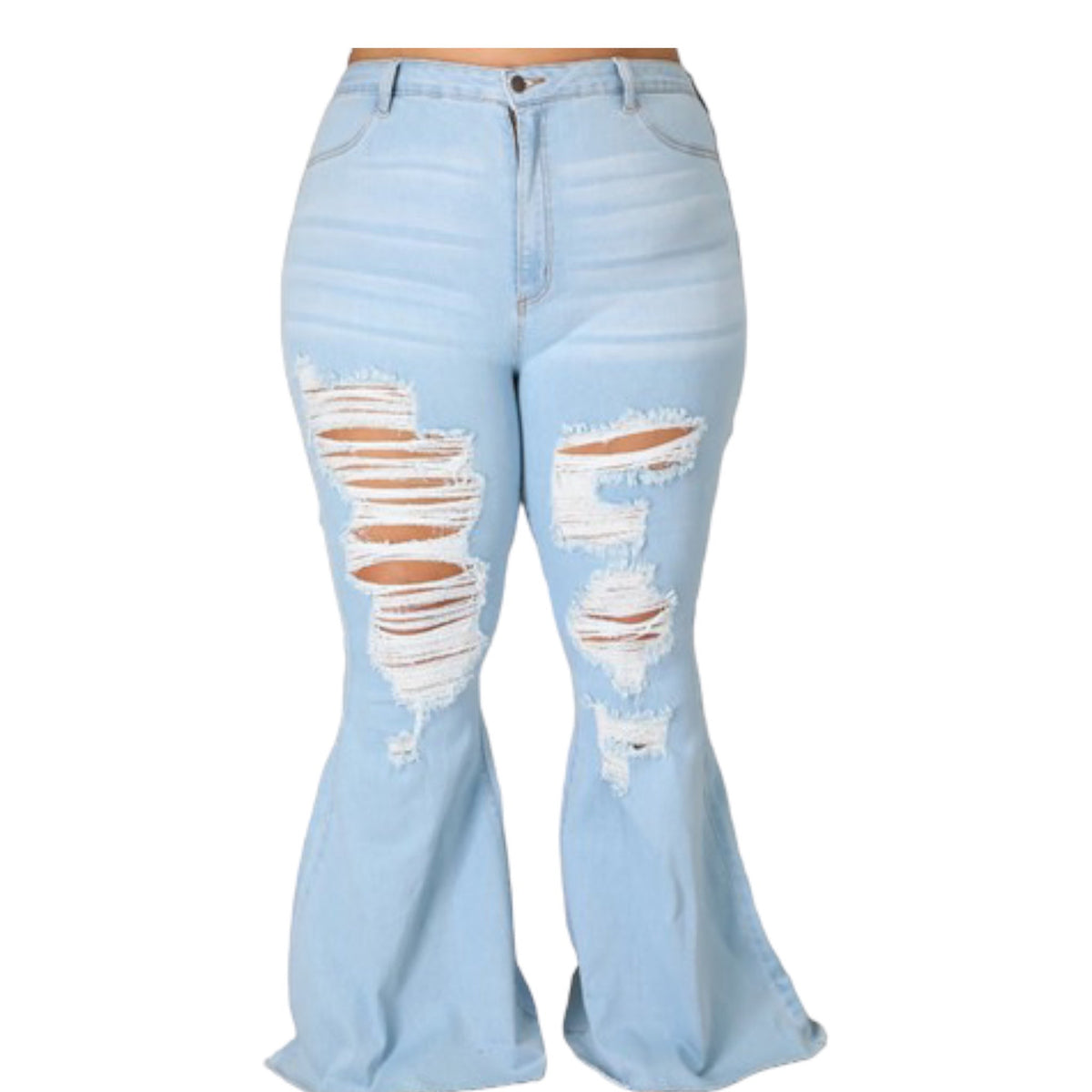 Distressed Flare Denim Pants