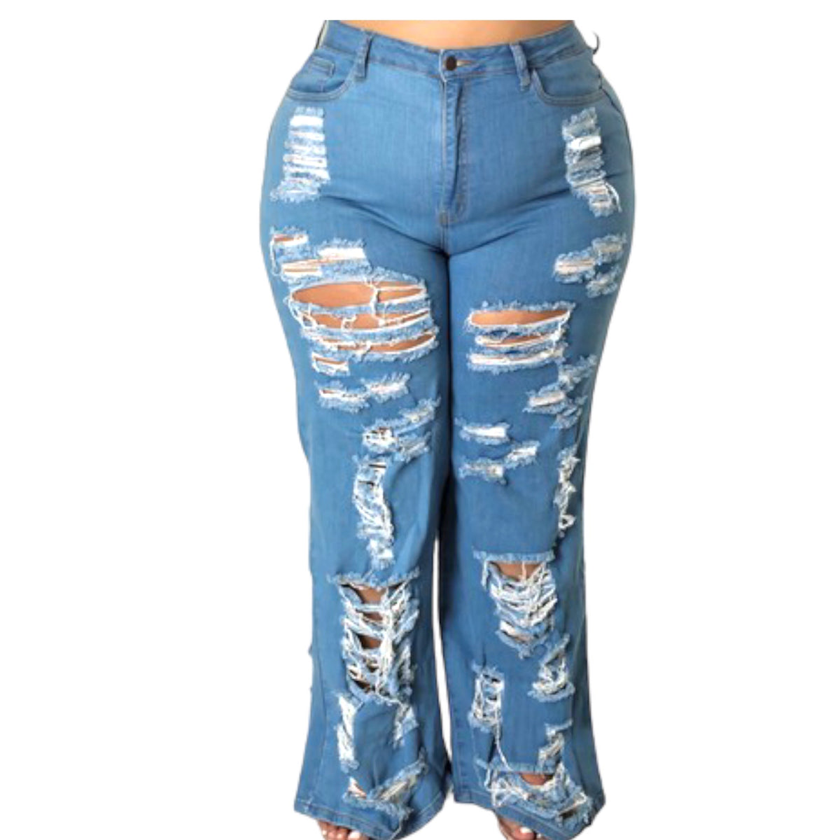 Distressed Flare Denim Pants