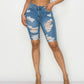 Frayed Light Wash Bermuda Shorts