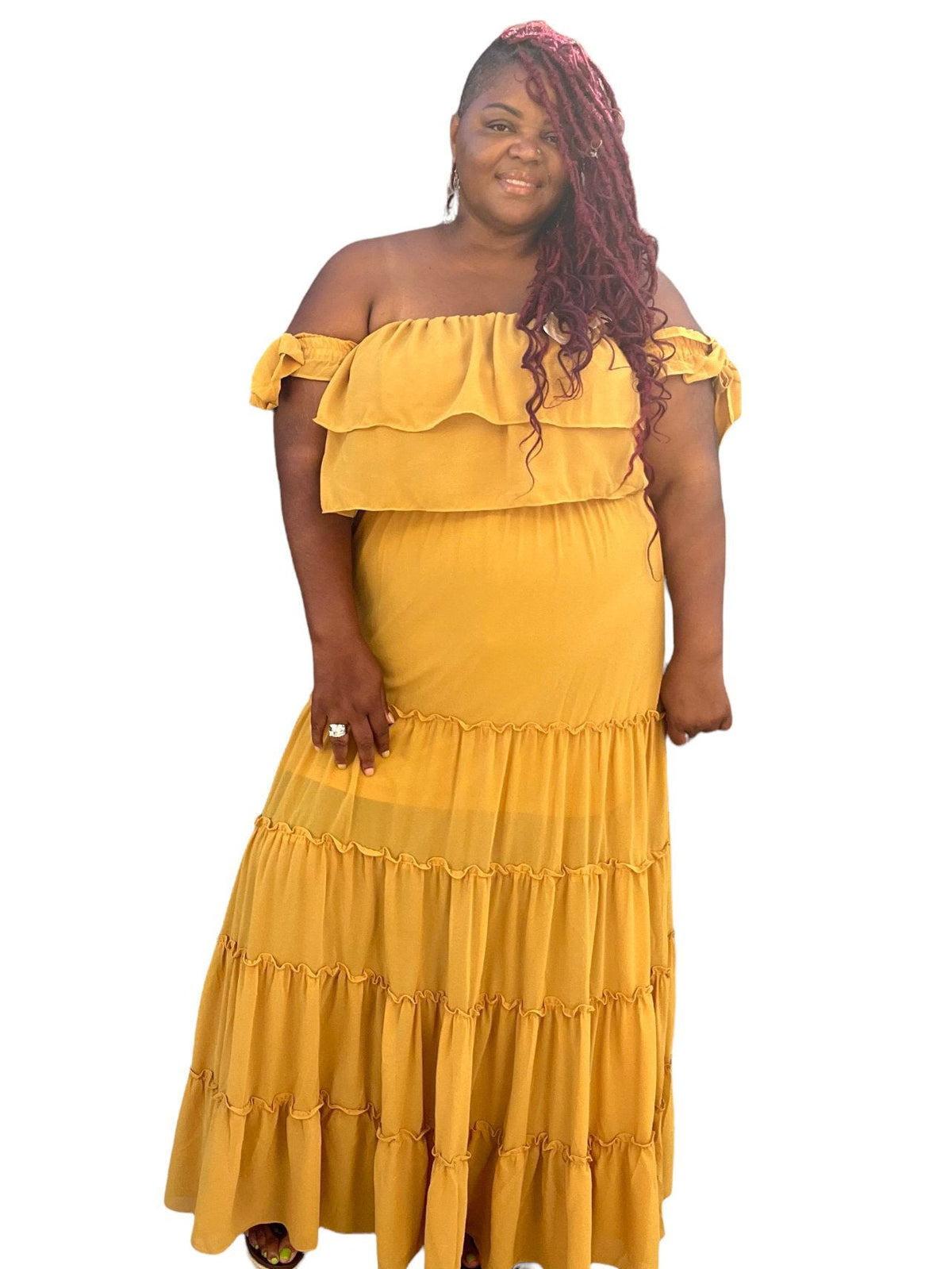 Honey Mustard Tired Maxi Dress