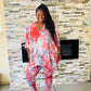 Red Tie Dye Asymmetrical Legging Set