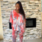 Red Tie Dye Asymmetrical Legging Set