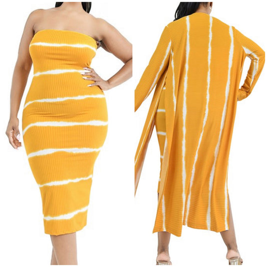 Striped Halter Cardigan Set