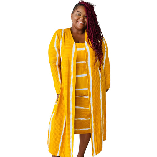 Striped Halter Cardigan Set