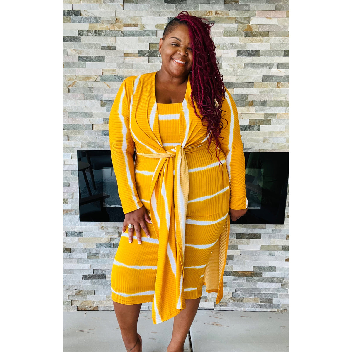 Striped Halter Cardigan Set