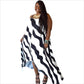 Wavy Hi Lo Print Maxi Dress