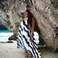 Wavy Hi Lo Print Maxi Dress
