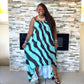 Wavy Hi Lo Print Maxi Dress