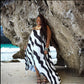 Wavy Hi Lo Print Maxi Dress