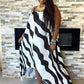 Wavy Hi Lo Print Maxi Dress