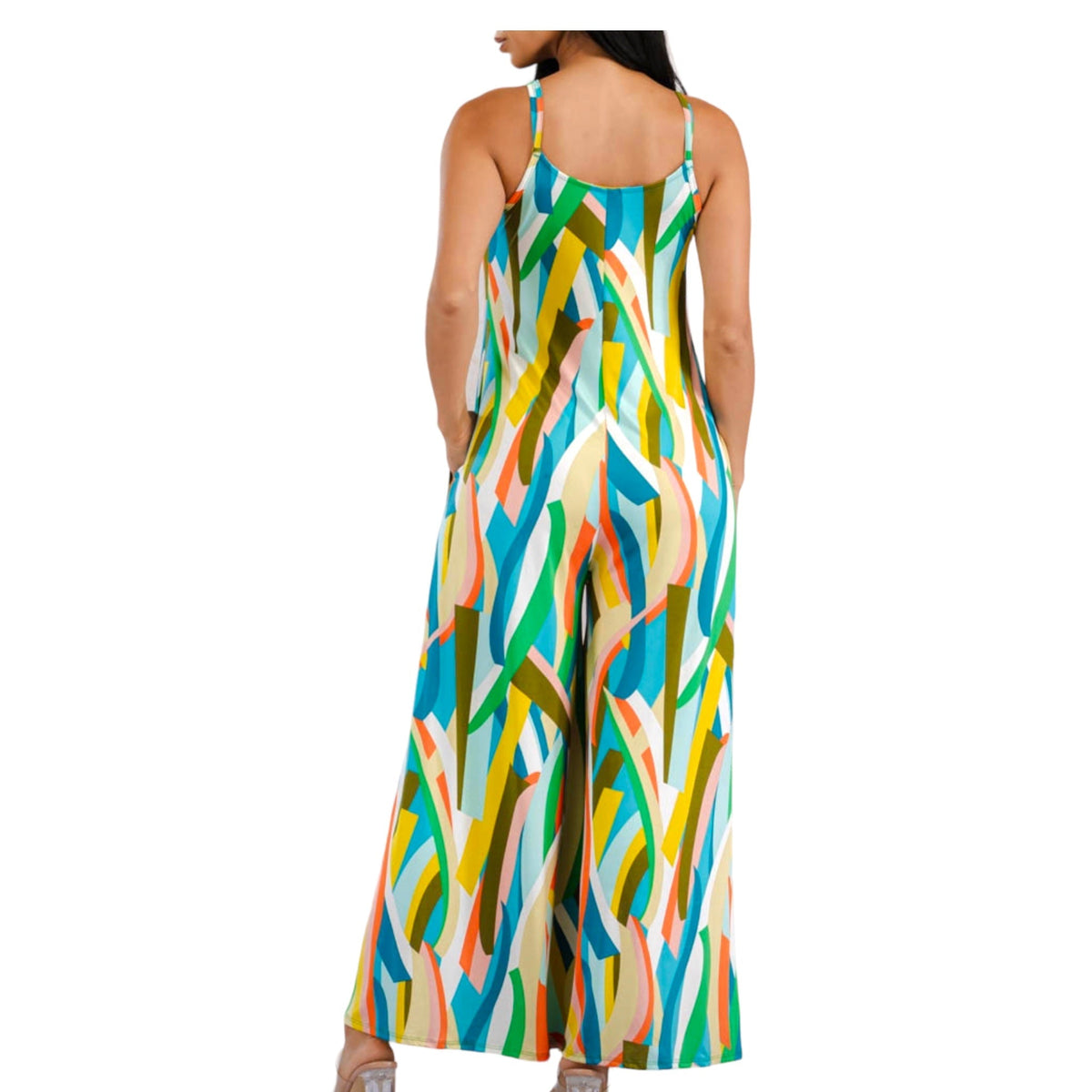 Splash Of Color Wide leg Jumpsuit With Pockets