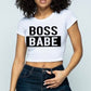 “Boss Babe” Graphic Crop Top